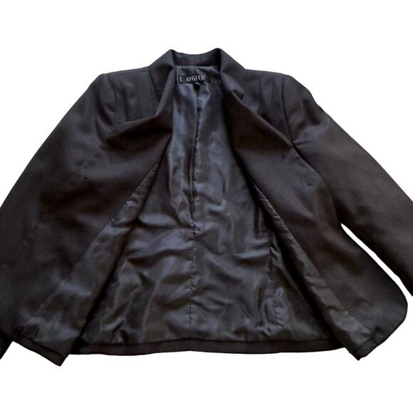 Kasper Blazer Black Monochromatic Long Sleeve Tailored Jacket Size 8 Petite - Picture 8 of 13